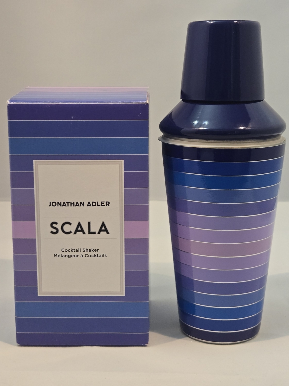 Jonathan Adler SCALA Gradient Stripe Cocktail Shaker — Blue & Purple